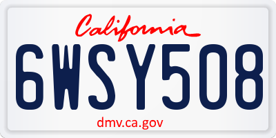CA license plate 6WSY508