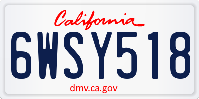 CA license plate 6WSY518
