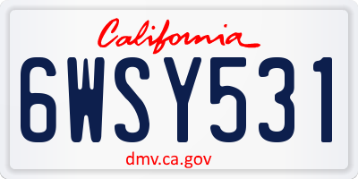 CA license plate 6WSY531