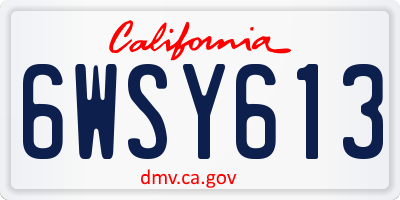 CA license plate 6WSY613