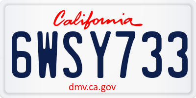 CA license plate 6WSY733