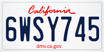 CA license plate 6WSY745