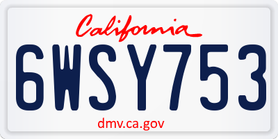 CA license plate 6WSY753