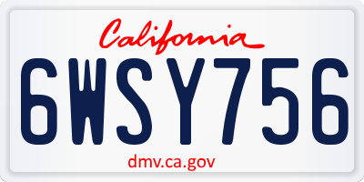 CA license plate 6WSY756