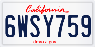 CA license plate 6WSY759