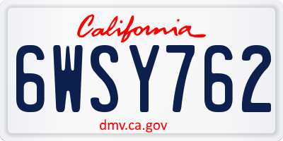 CA license plate 6WSY762