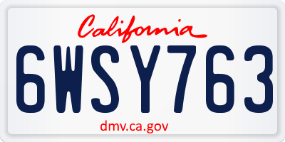 CA license plate 6WSY763