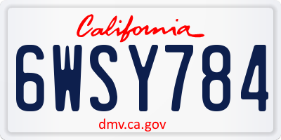 CA license plate 6WSY784