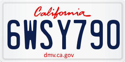 CA license plate 6WSY790