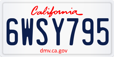 CA license plate 6WSY795