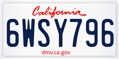 CA license plate 6WSY796