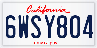 CA license plate 6WSY804