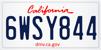 CA license plate 6WSY844