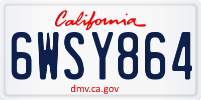 CA license plate 6WSY864