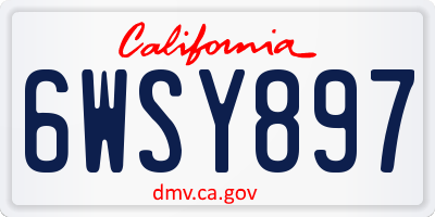 CA license plate 6WSY897
