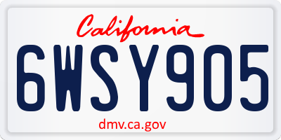 CA license plate 6WSY905