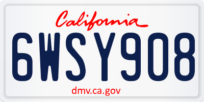 CA license plate 6WSY908