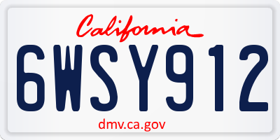 CA license plate 6WSY912