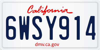 CA license plate 6WSY914