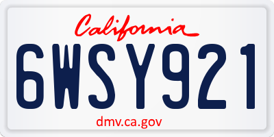 CA license plate 6WSY921