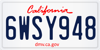 CA license plate 6WSY948