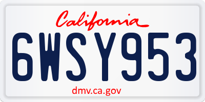 CA license plate 6WSY953
