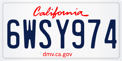 CA license plate 6WSY974