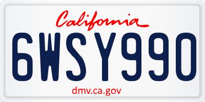 CA license plate 6WSY990