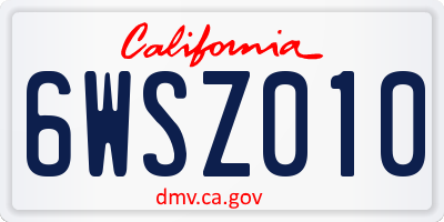 CA license plate 6WSZ010