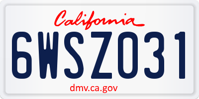 CA license plate 6WSZ031
