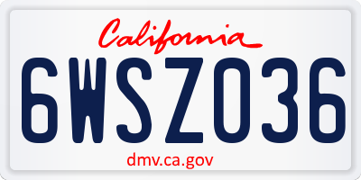 CA license plate 6WSZ036