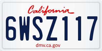 CA license plate 6WSZ117