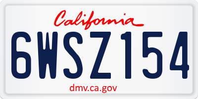 CA license plate 6WSZ154