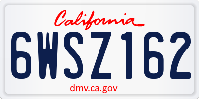 CA license plate 6WSZ162