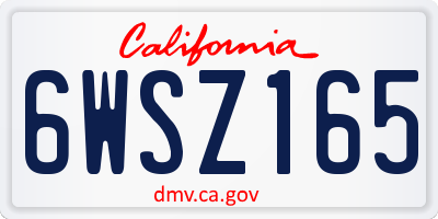 CA license plate 6WSZ165