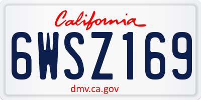 CA license plate 6WSZ169