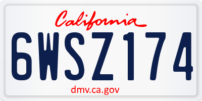 CA license plate 6WSZ174