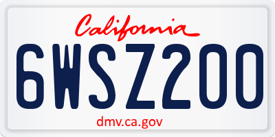 CA license plate 6WSZ200