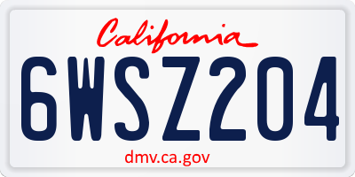 CA license plate 6WSZ204