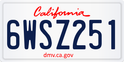 CA license plate 6WSZ251