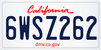CA license plate 6WSZ262