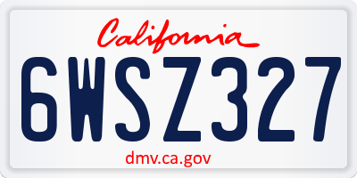CA license plate 6WSZ327