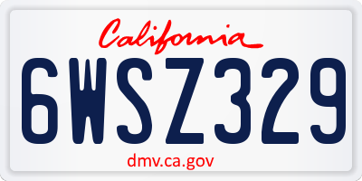 CA license plate 6WSZ329