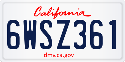 CA license plate 6WSZ361