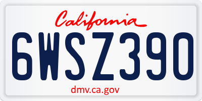 CA license plate 6WSZ390