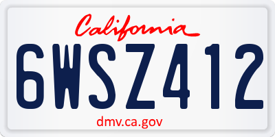 CA license plate 6WSZ412