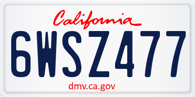 CA license plate 6WSZ477