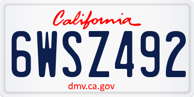 CA license plate 6WSZ492