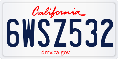 CA license plate 6WSZ532