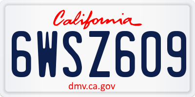 CA license plate 6WSZ609
